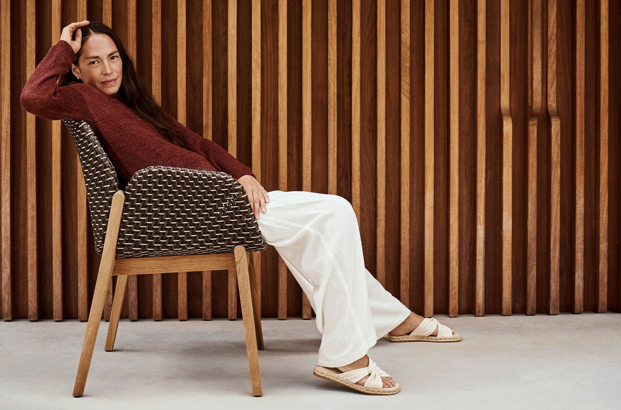 Dedon Mu armchair in woven all-weather fiber